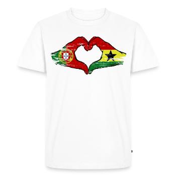 Portugal Ghana Drapeau Coeur - T-shirt Premium bio Homme - blanc - Devant - Nico (187cm)