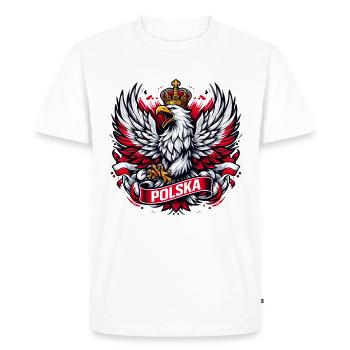 Poland Polska Eagle Emblem Flag Flag Gift - Men's Premium Organic T-Shirt - white - Front - Nico (187cm)