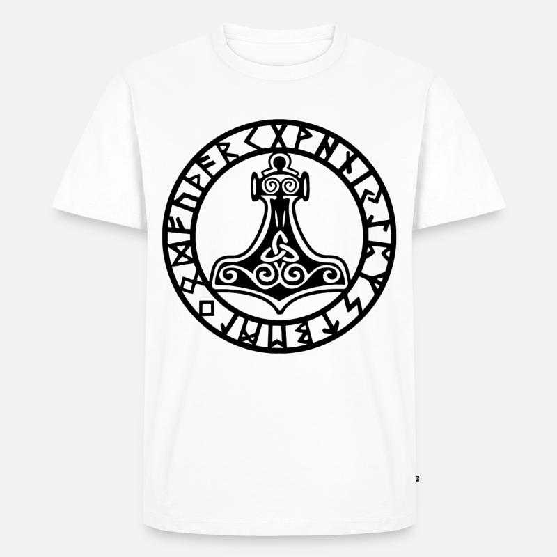 Schwarzer Wikingerhammer - Männer Premium Bio T-Shirt - Weiß