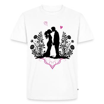 Kissing Lovers Valentine's Day Love - Men's Premium Organic T-Shirt - white - Front - Nico (187cm)