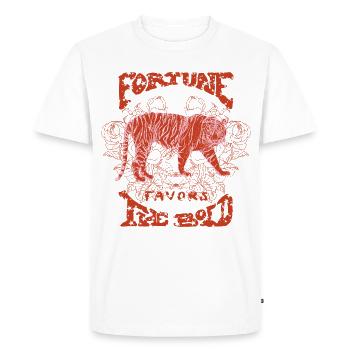 LA FORTUNE SOURIT AUX AUDACIEUX - T-shirt Premium bio Homme - blanc - Devant - Nico (187cm)