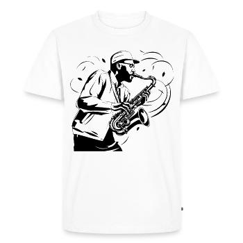 Saxophonist Drawing - Men's Premium Organic T-Shirt - white - Front - Nico (187cm)