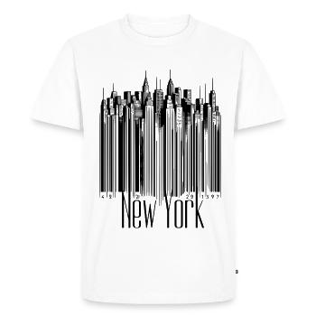 New York Code Scan Skyline NYC Voyage touristique USA l - T-shirt Premium bio Homme - blanc - Devant - Nico (187cm)