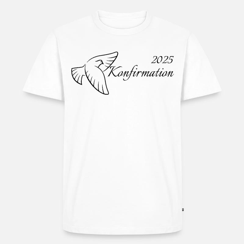 Konfirmation 2025 fliegende Taube Heiliger Geist - Männer Premium Bio T-Shirt - Weiß