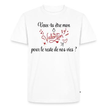 Demande en mariage, Saint-Valentin, Romantique - T-shirt Premium bio Homme - blanc - Devant - Nico (187cm)