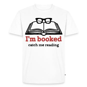 J’ai réservé – Attrapez-moi en train de lire - T-shirt Premium bio Homme - blanc - Devant - Nico (187cm)
