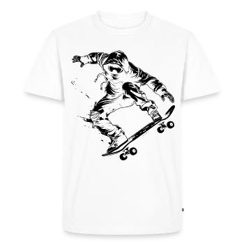 Cartoon Skateboarder - Men's Premium Organic T-Shirt - white - Front - Nico (187cm)