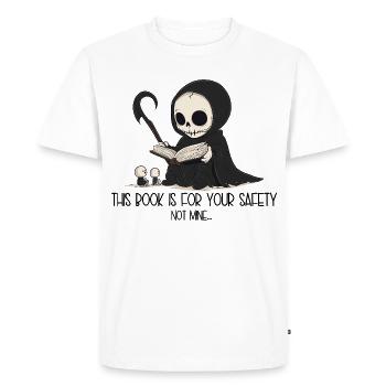 Ce livre est pour votre sécurité, pas pour la mienne - der Tot - T-shirt Premium bio Homme - blanc - Devant - Nico (187cm)