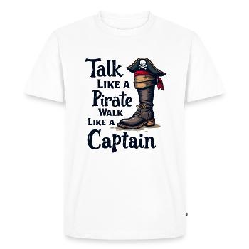 Parler comme un pirate, marcher comme un capitaine - T-shirt Premium bio Homme - blanc - Devant - Nico (187cm)
