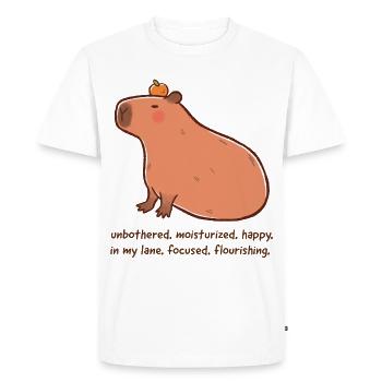 Relaxed Capybara – Flourishing Mood - Men's Premium Organic T-Shirt - white - Front - Nico (187cm)
