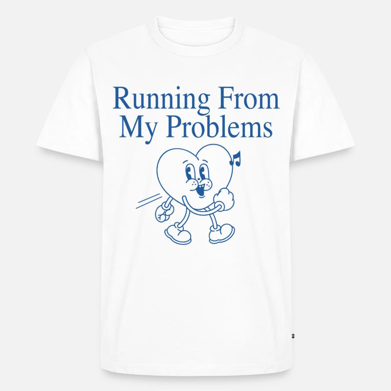 Laufendes Herz – Running From My Problems - Männer Premium Bio T-Shirt - Weiß