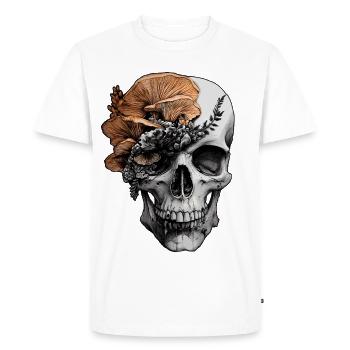Skull Mushrooms Botanical Gothic Surreal Artistic - Men's Premium Organic T-Shirt - white - Front - Nico (187cm)