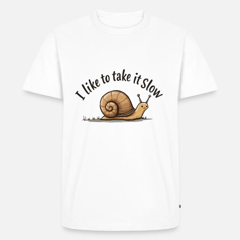 Langsame Schnecke „Nimm es langsam“ - Männer Premium Bio T-Shirt - Weiß