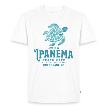 Meet me at Ipanema Beach Café - T-shirt Premium bio Homme - blanc - Devant - Nico (187cm)