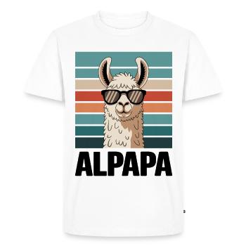 Papa Alpaga Papa Drôle Lama Cadeau de Fête des Pères - T-shirt Premium bio Homme - blanc - Devant - Nico (187cm)
