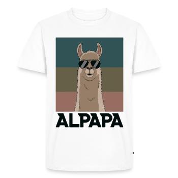 Papa Alpaga Papa Drôle Lama Cadeau de Fête des Pères - T-shirt Premium bio Homme - blanc - Devant - Nico (187cm)