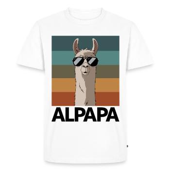 Papa Alpaga Papa Drôle Lama Cadeau de Fête des Pères - T-shirt Premium bio Homme - blanc - Devant - Nico (187cm)