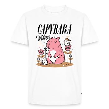 Capybara détendu avec des amis - T-shirt Premium bio Homme - blanc - Devant - Nico (187cm)