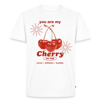 Cerise sur le gâteau – Perfection sucrée - T-shirt Premium bio Homme - blanc - Devant - Nico (187cm)