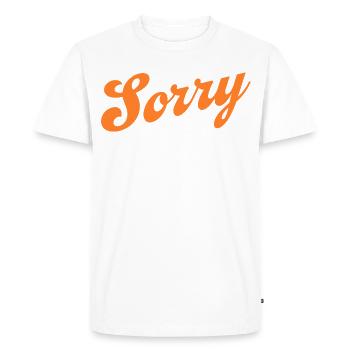 Sorry – Minimalist statement - Men's Premium Organic T-Shirt - white - Front - Nico (187cm)