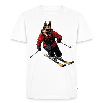 Skieur Berger Chien - T-shirt Premium bio Homme - blanc - Devant - Nico (187cm)