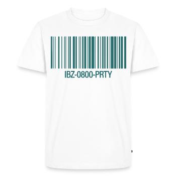 IBZ-0800-PRTY – Billet de fête avec code-barres - T-shirt Premium bio Homme - blanc - Devant - Nico (187cm)