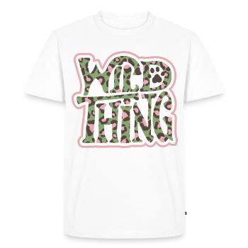 Wild Thing – Camo Print Lettering - Men's Premium Organic T-Shirt - white - Front - Nico (187cm)