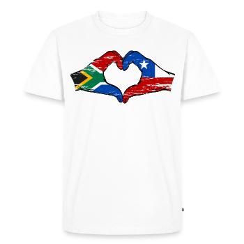 South Africa Chile flag hands heart shape used - Men's Premium Organic T-Shirt - white - Front - Nico (187cm)