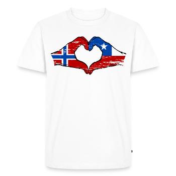 Norway Chile flag hands heart shape used - Men's Premium Organic T-Shirt - white - Front - Nico (187cm)