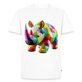 Rhinoceros Rhino Polygons Patchwork - Men's Premium Organic T-Shirt - white - Front - Nico (187cm)