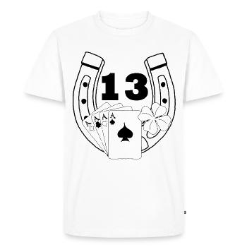 Luck (Black) - Men's Premium Organic T-Shirt - white - Front - Nico (187cm)