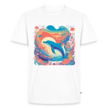 Underwater Rainbow Dolphin - Men's Premium Organic T-Shirt - white - Front - Nico (187cm)