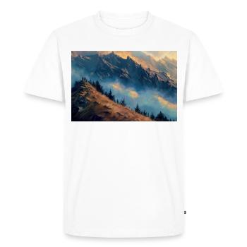 Mountain Landscape Illustration Poster - Men's Premium Organic T-Shirt - white - Front - Nico (187cm)