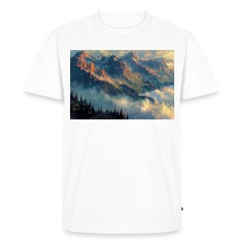 Mountain Landscape Illustration Poster - Men's Premium Organic T-Shirt - white - Front - Nico (187cm)