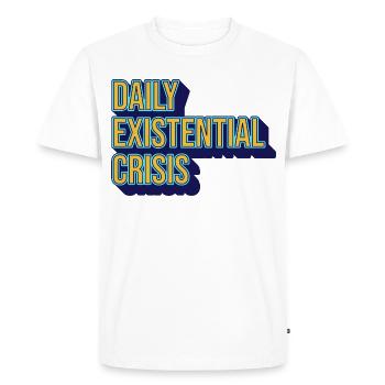 Crise existentielle quotidienne – l’humour rencontre la réalité - T-shirt Premium bio Homme - blanc - Devant - Nico (187cm)
