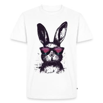 Bunny Sunglasses Retro Synthwave Gaming Gift - Men's Premium Organic T-Shirt - white - Front - Nico (187cm)