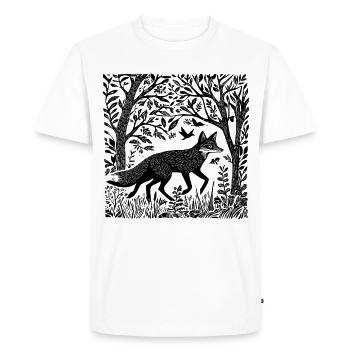 Gravure sur bois renard Woodland Nature nature sauvage cadeau - T-shirt Premium bio Homme - blanc - Devant - Nico (187cm)