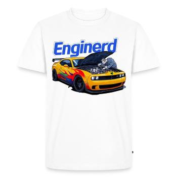 Muscle Car en cours de travail par un mécanicien - T-shirt Premium bio Homme - blanc - Devant - Nico (187cm)
