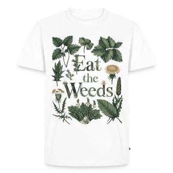 Eat the Weeds - Foraging Herbal Wild Plant Art - Men's Premium Organic T-Shirt - white - Front - Nico (187cm)