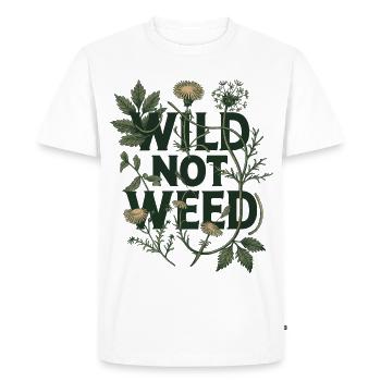Wild Not Weed - Botanical Foraging Nature Art - Men's Premium Organic T-Shirt - white - Front - Nico (187cm)