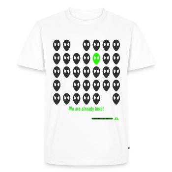 we are already here - Men's Premium Organic T-Shirt - white - Front - Nico (187cm)
