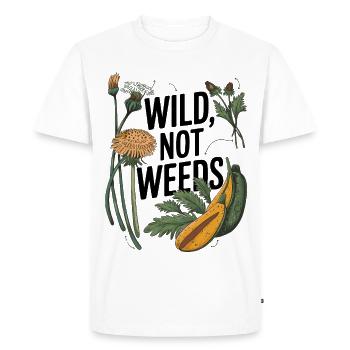 Wild Not Weeds - Nature-Inspired Foraging Art - Men's Premium Organic T-Shirt - white - Front - Nico (187cm)