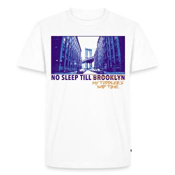 Pas de sommeil jusqu’à Brooklyn – Parent Meme Design - T-shirt Premium bio Homme - blanc - Devant - Nico (187cm)