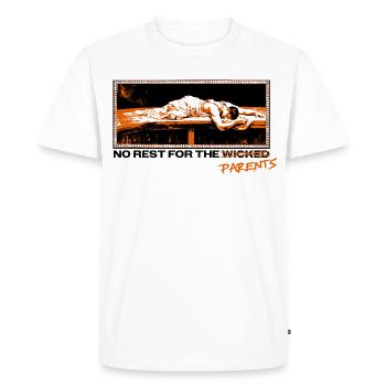 Les parents à la limite – le sommeil est un mythe - T-shirt Premium bio Homme - blanc - Devant - Nico (187cm)
