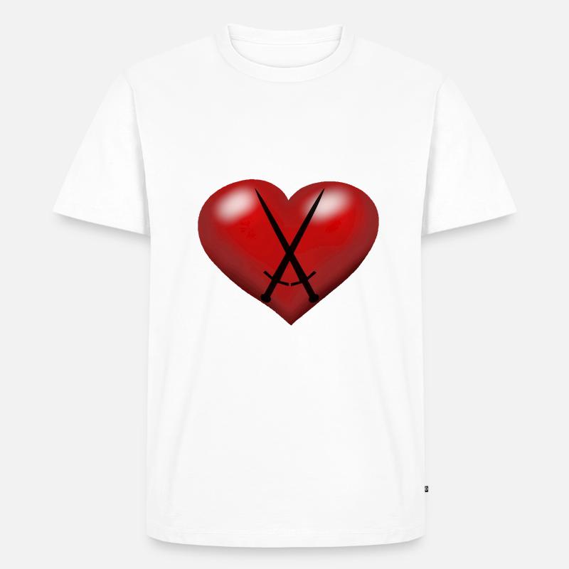 Coeur Coeurs Épées Épée Épéiste - T-shirt Premium bio Homme - blanc