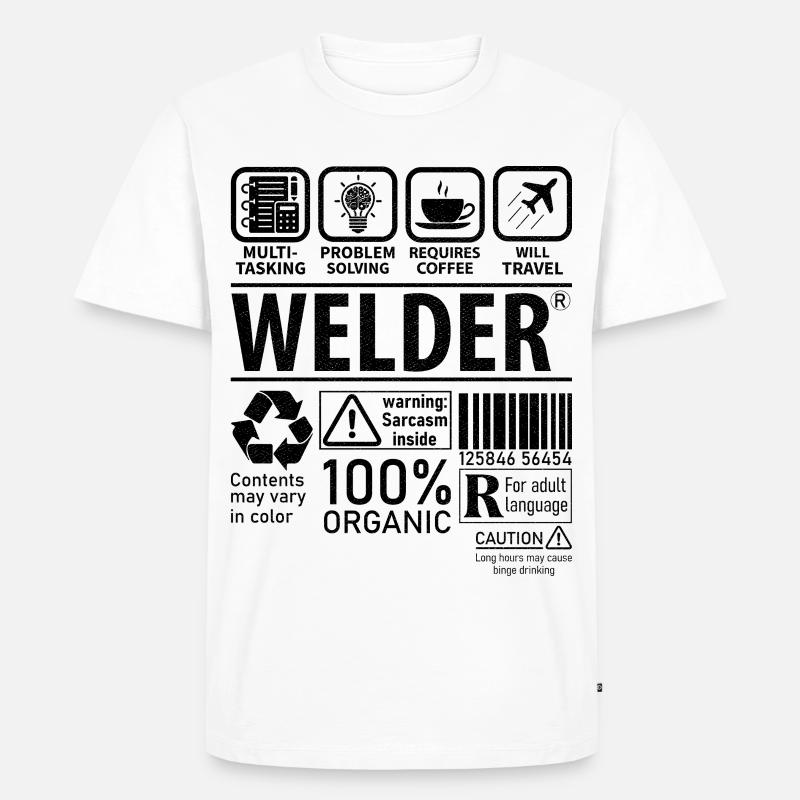 Welder multi tasking problem solving requires - Männer Premium Bio T-Shirt - Weiß