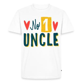 Colorful No. 1 Uncle Lettering - Men's Premium Organic T-Shirt - white - Front - Nico (187cm)