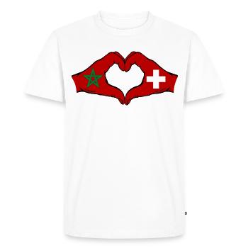 Morocco Switzerland Flag Hands Heart Shape - Men's Premium Organic T-Shirt - white - Front - Nico (187cm)