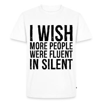J’aimerais que plus de gens parlent couramment le muet - T-shirt Premium bio Homme - blanc - Devant - Nico (187cm)