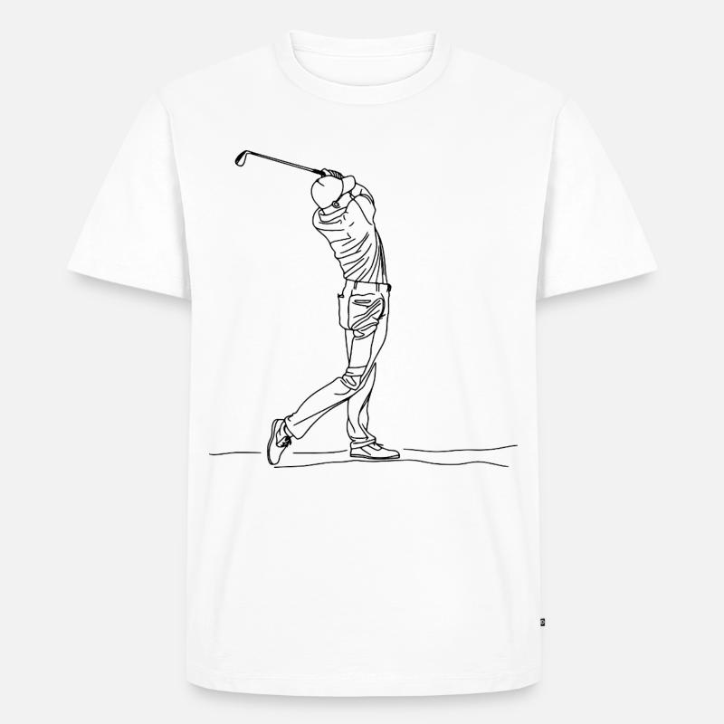 Golf Boy One Line Drawing - Männer Premium Bio T-Shirt - Weiß